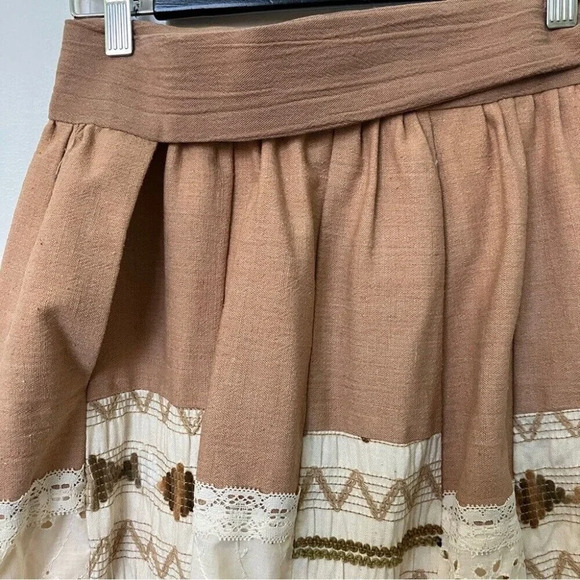 Vintage Shamash & Yofi Creations Tan Cotton Cream Neutral Patchwork Maxi Skirt - Picture 6 of 9